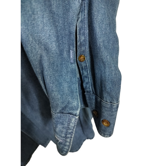 3193)Vintage Express Mark Dental Tool Long Sleeve Button Down Denim Top Sz Small - Picture 3 of 6